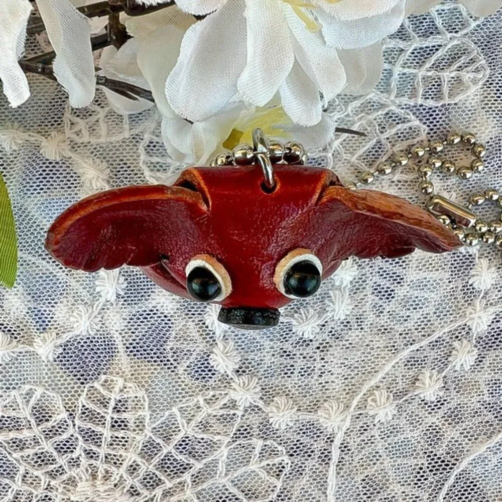 Handmade Red Koala Bear Leather Purse Charm Keychain